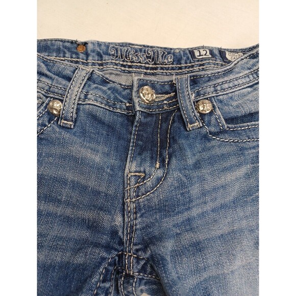 Miss Me Capri Bermuda Short Rhinestone Blue Sz 12 - Picture 6 of 12